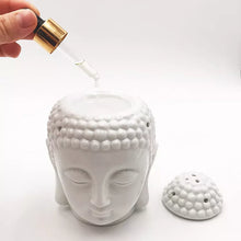 Load image into Gallery viewer, Peaceful Buddha Head Essential Oil Burner with Candle Spoon