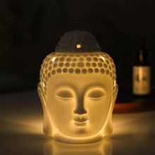 Load image into Gallery viewer, Peaceful Buddha Head Essential Oil Burner with Candle Spoon
